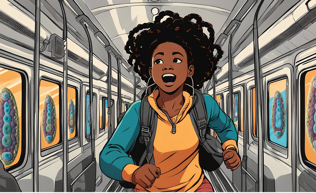 Young girl's dream of being chased by a microbe on a New York train.