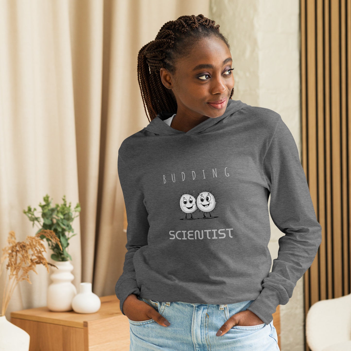Unisex long sleeved, hooded, microbiology tee