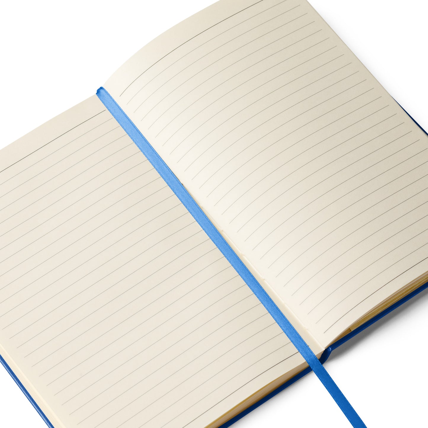 Notebook featuring 80 lined, cream-colored pages, built-in elastic closure, and ribbon page marker